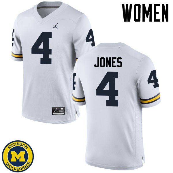 Women Michigan Wolverines #4 Reuben Jones White NCAA Football Jersey